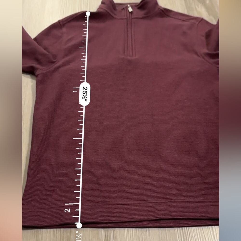 Van Heusen Never Tuck Burgundy Red Striped Long Sleeve Quarter Zip Jacket Size S - Picture 8 of 8